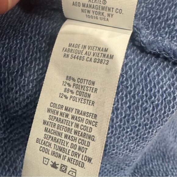 Aerie Cropped Open Neck Hoodie Sweatshirt Blue Women’s XS - Picture 4 of 4